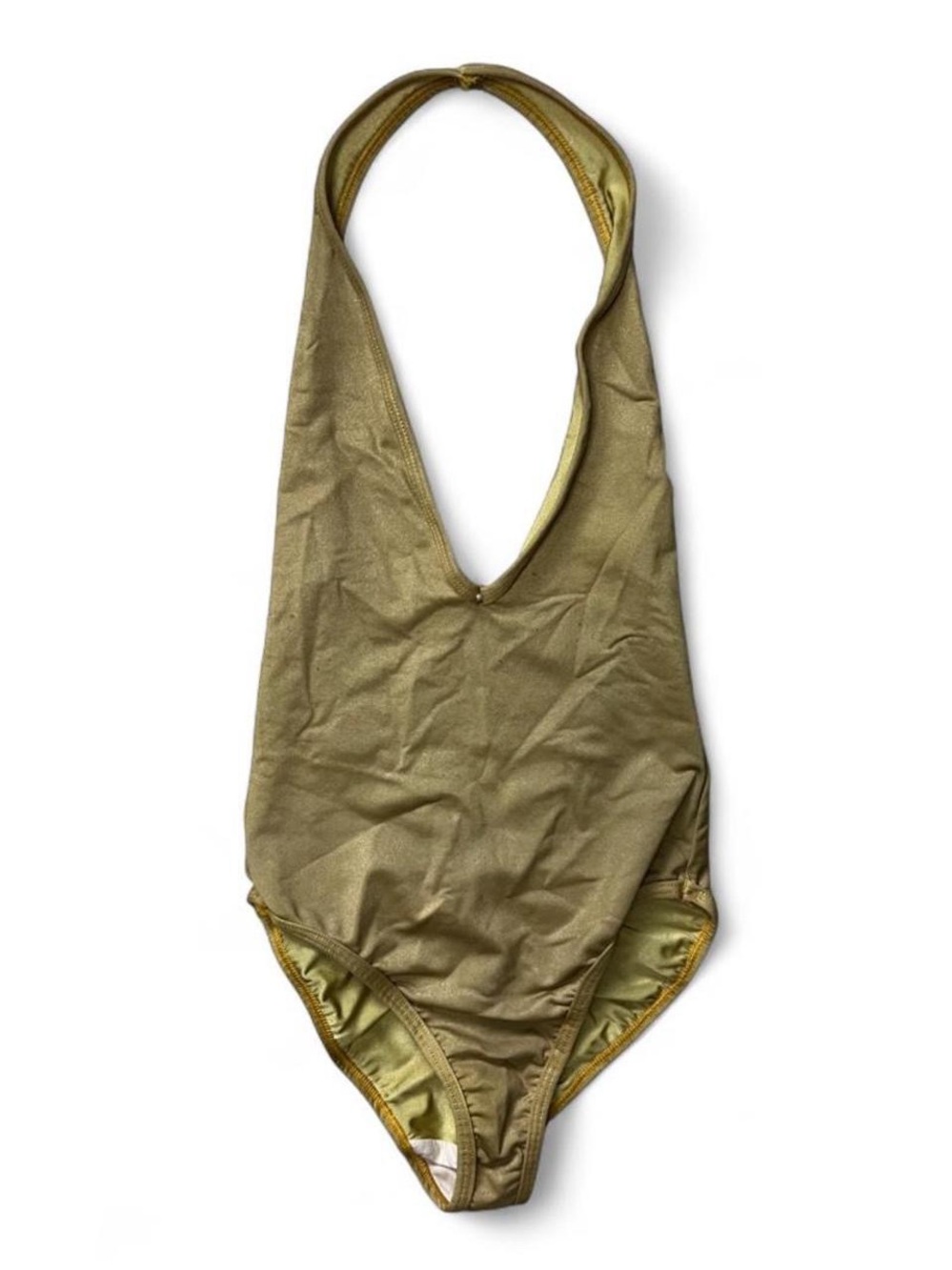 American Apparel Gold Halter One-Piece Swimsuit